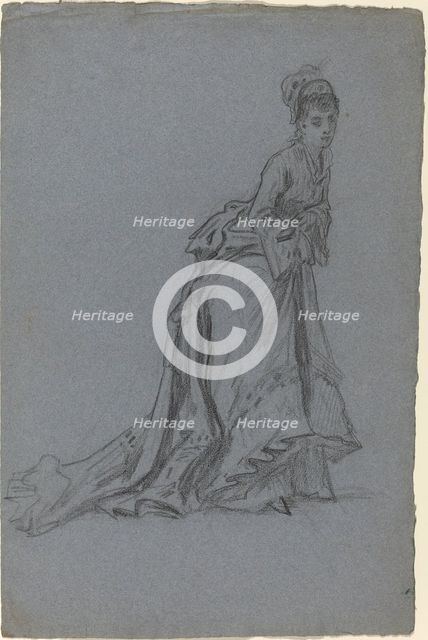 Fashionable Young Woman Stepping Forward, 1890s. Creator: Unknown.