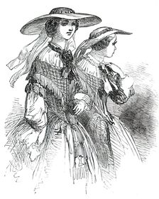 Fashions for May - Straw Hats, for Promenade, 1850. Creator: Unknown