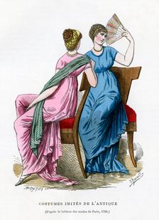 Fashions that imitate the costume of antiquity, 1798 (1882-1884).Artist: Smeeton-Tilly