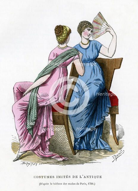 Fashions that imitate the costume of antiquity, 1798 (1882-1884).Artist: Smeeton-Tilly