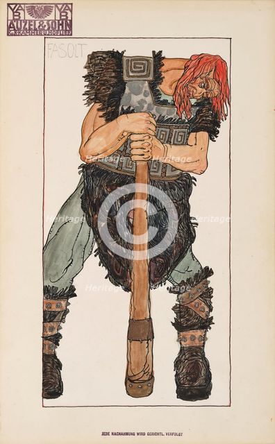 Fasolt. Costume design for the opera Das Rheingold by Richard Wagner. Creator: Lefler, Heinrich (1863-1919).