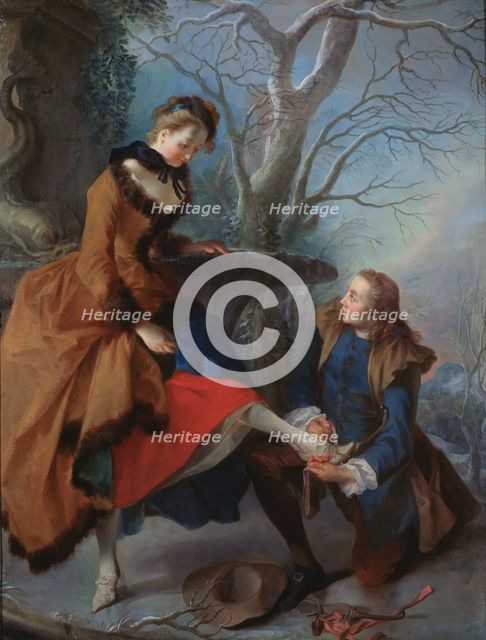 Fastening the Skate, c18th century. Creator: Nicolas Lancret.