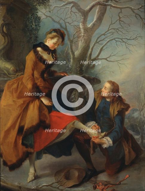Fastening the Skate, c18th century. Creator: Nicolas Lancret.