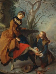 Fastening the Skate, c18th century. Creator: Nicolas Lancret