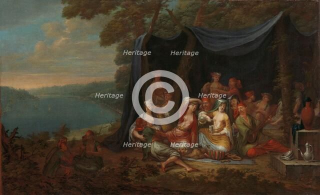 Fête champêtre with Turkish Courtiers under a Tent, c.1720-c.1737. Creator: Jean Baptiste Vanmour.
