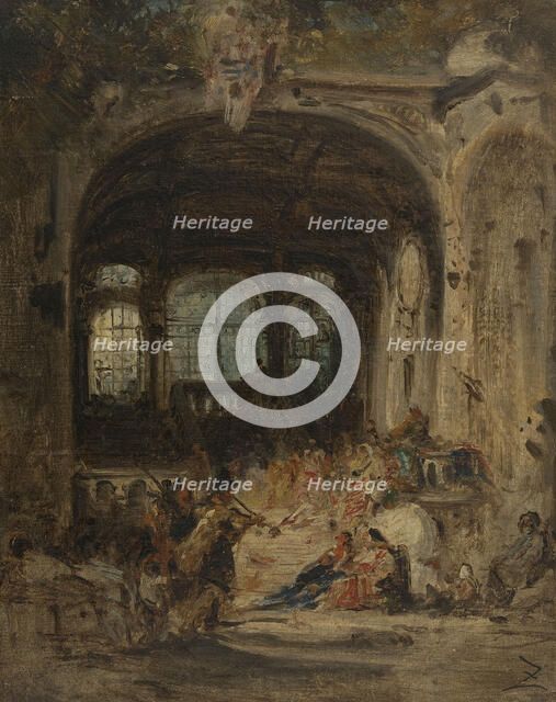 Fête dans un palais à Naples, c.1847. Creator: Felix Francois Georges Philibert Ziem.