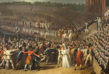 Fete de la Federation July 14, 1790, at the Champ-de-Mars, current 7th arrondissement, 1792. Creator: Charles Thevenin