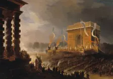Fête de la Fraternité à l'arc de triomphe de l'Étoile : défilé après la distribution...20 avril 1848 Creator: Jean Jacques Champin