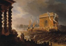Fête de la Fraternité à l'arc de triomphe de l'Étoile : défilé après la distribution...20 avril 1848 Creator: Jean Jacques Champin