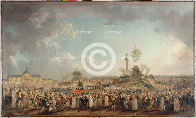 Fete de l'Etre supreme, (Festival of the Supreme Being) in Champ-de-Mars, c1794. Creator: Pierre-Antoine Demachy.