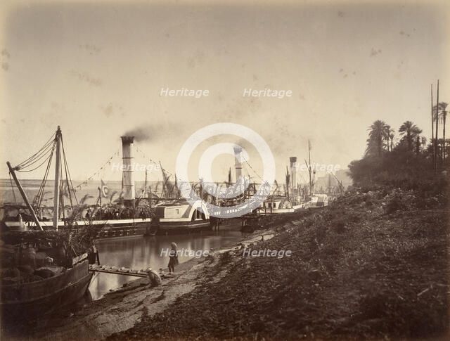 Fête de S. A. Ismaïl Pacha à bord des bateaux de LL. A A. les princes, janvier 1867, 1867. Creator: Gustave Le Gray.