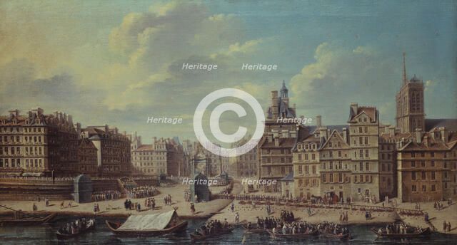 Fête donnée place de Grève à l'occasion de la naissance de la princesse Marie-Thérèse..., 1754. Creator: Nicolas Raguenet.