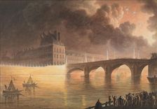 Fête pour la Paix Générale donnée à Paris le 18 Brumaire. Pont Royal, 1801-2. Creators: Francesco Piranesi, Jean François Sablet