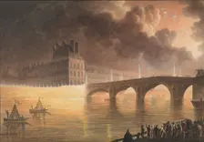 Fête pour la Paix Générale donnée à Paris le 18 Brumaire. Pont Royal, 1801-2. Creators: Francesco Piranesi, Jean François Sablet