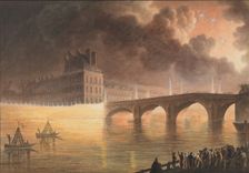 Fête pour la Paix Générale donnée à Paris le 18 Brumaire. Pont Royal, 1801-2. Creators: Francesco Piranesi, Jean François Sablet