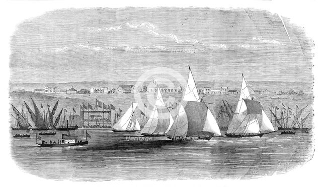 Fetes of the Viceroy of Egypt at Cairo: regatta at Ismailia, on Lake Timsah, 1869. Creator: Unknown.