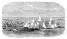 Fetes of the Viceroy of Egypt at Cairo: regatta at Ismailia, on Lake Timsah, 1869. Creator: Unknown