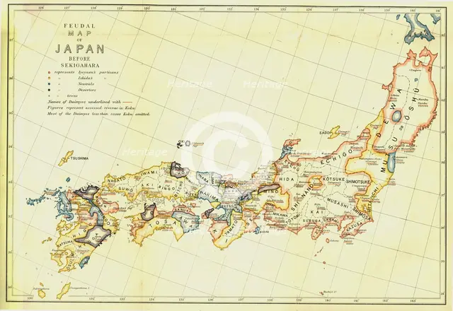 Feudal Map of Japan before Sekigahara', 1903. Creator: Unknown.