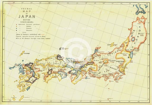 Feudal Map of Japan before Sekigahara', 1903. Creator: Unknown.