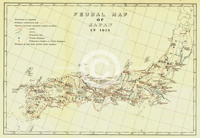 'Feudal Map of Japan in 1615', (1903). Creator: Unknown.