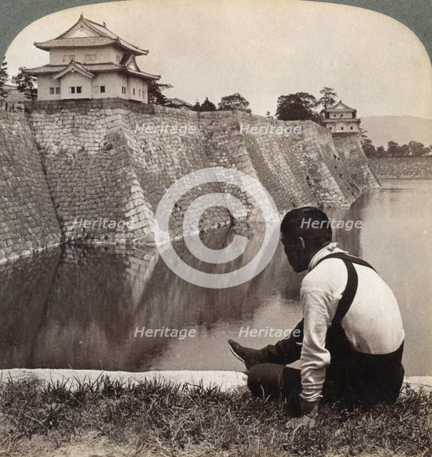 Feudal castle of the proud Shoguns, Osaka, Japan, 1904. Artist: Underwood & Underwood