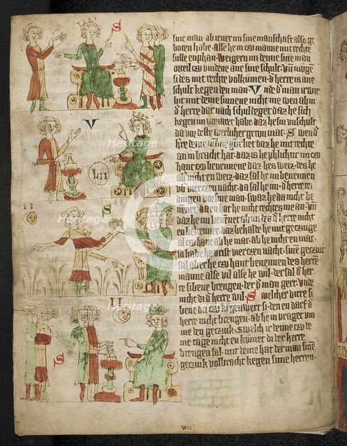 Feudal Law. Fom the Heidelberg Sachsenspiegel, 14th century. Artist: Eike von Repgow (1180/90-after 1233)