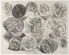 Feuille de douze médailles antiques, 1825. Creator: Eugène Delacroix (French, 1798-1863)