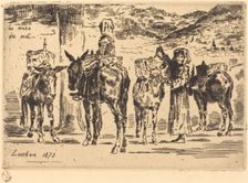 Feuilles d'Anes du Midi (Sheet of Donkeys from the South), 1873. Creator: Felix Hilaire Buhot