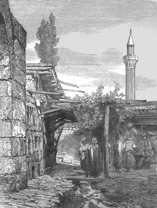 Fez--Street scene in the old town; Visit to the Sultan of Morocco, at Fez, in the spring of 1871 Creator: T. Blackmore