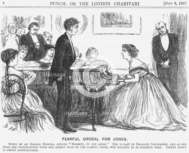'Fearful Ordeal for Jones', 1867. Artist: George du Maurier