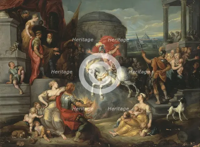 Feat of Marcus Curtius, 1641. Creator: Simon de Vos.