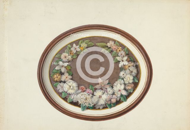Feather Wreath Oval Frame, 1935/1942. Creator: Esther Hansen.