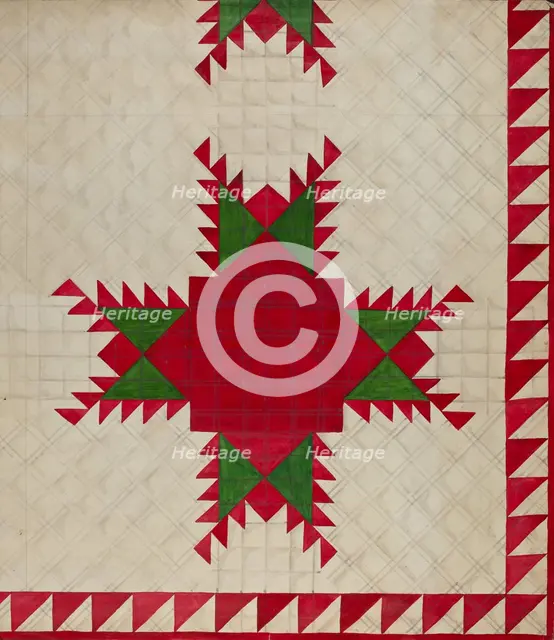 Feathered Star Quilt, c. 1936. Creator: Katherine Hastings.