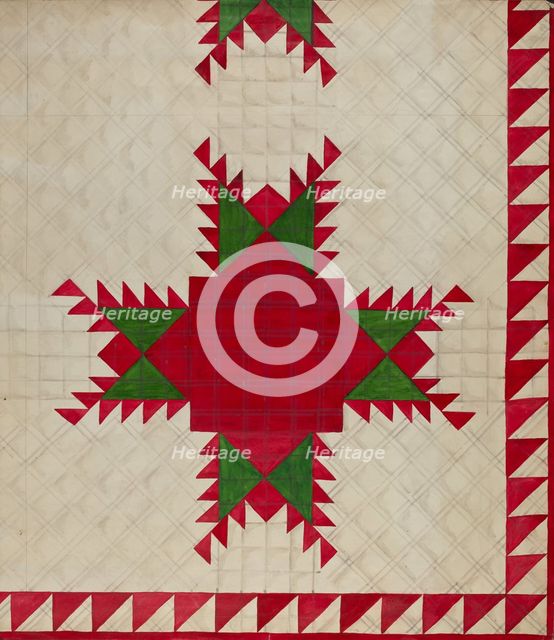 Feathered Star Quilt, c. 1936. Creator: Katherine Hastings.