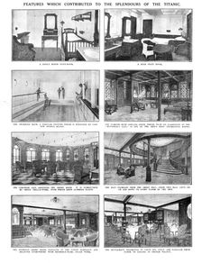 Features which Contributed to the Splendours of the Titanic April 20, 1912. Creator: Unknown