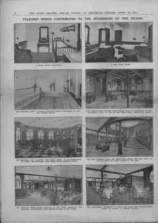 Features which Contributed to the Splendours of the Titanic April 20, 1912. Creator: Unknown