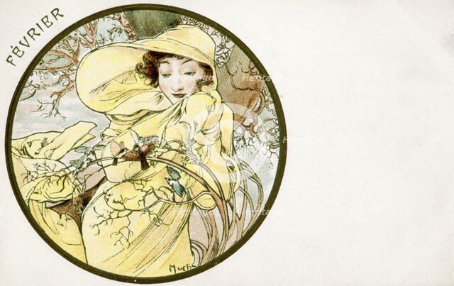 'February', 1900. Artist: Alphonse Mucha