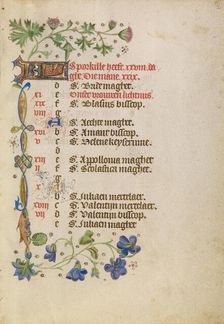 February Calendar Page; Book of Hours, after 1460. Creator: Unknown