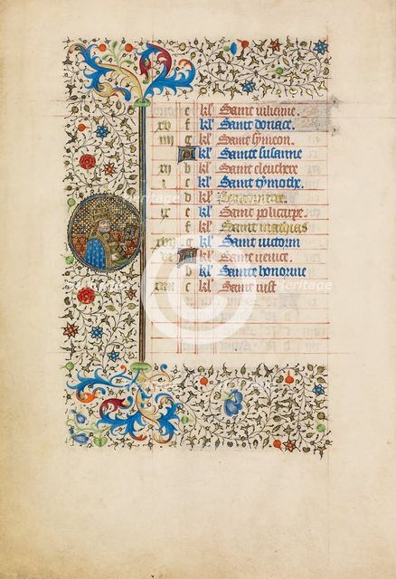February Calendar Page: Saint Peter with key; Book of Hours, about 1440-1450. Creator: Workshop of the Bedford Master.