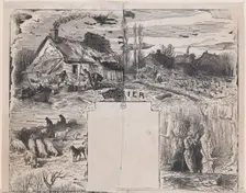 February from Album of Rustic Subjects, 1859. Creator: Charles Emile Jacque