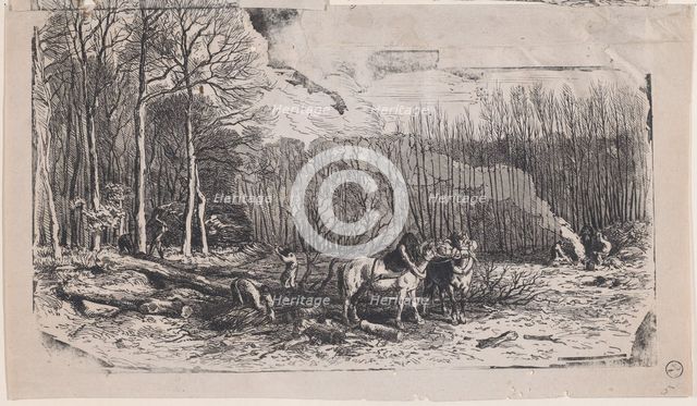 February from Album of Rustic Subjects, 1859. Creator: Charles Emile Jacque.