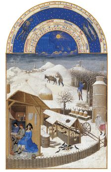 February (Les Très Riches Heures du duc de Berry), 1412-1416. Creator: Limbourg brothers (active 1385-1416)