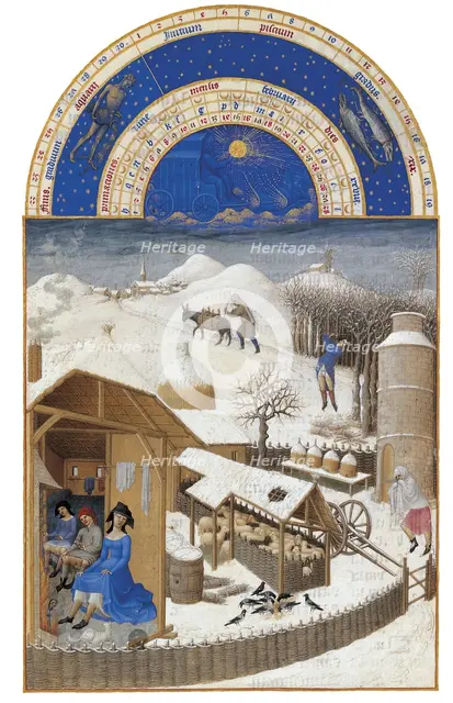 February (Les Très Riches Heures du duc de Berry), 1412-1416. Creator: Limbourg brothers (active 1385-1416).