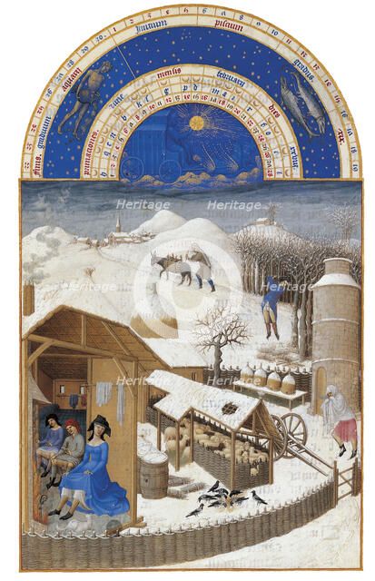 February (Les Très Riches Heures du duc de Berry), 1412-1416. Creator: Limbourg brothers (active 1385-1416).