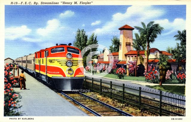 FEC Railway streamliner train Henry M Flagler, Florida, 1940. Artist: Karlberg