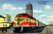 FEC Railway streamliner train The Champion at Miami, Florida, USA, 1940