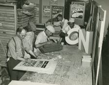 Federal Theatre Project, Negro Theatre, Sign Painting department, headed by Tipp Beavers..., 1936. Creator: Federal Theatre Project