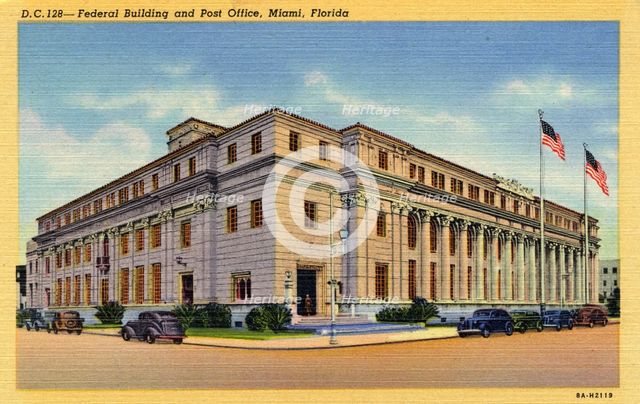 Federal Building and Post Office, Miami, Florida, USA, 1938. Artist: Unknown