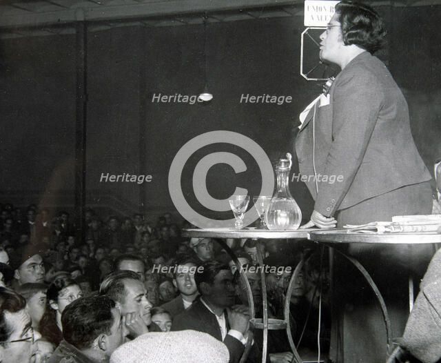 Federica Montseny (1905-1994), a Spanish anarchist leader miting in Valencia.