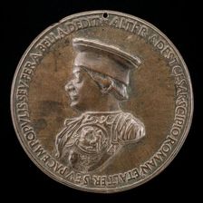 Federigo da Montefeltro, 1422-1482, Count of Urbino 1444, and Duke 1474 [obverse], 1468. Creator: Clemente da Urbino